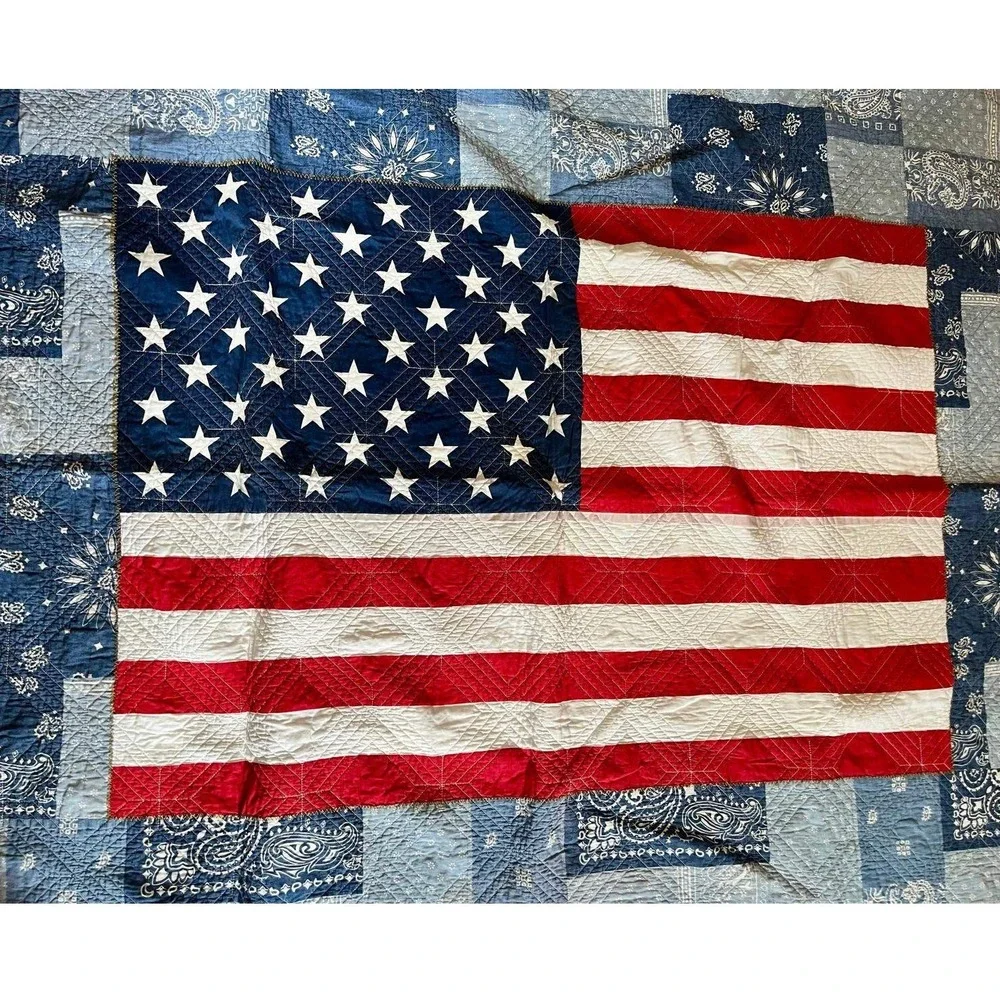 Tommy Hilfiger American Flag Quilt Bandana Patchwork Paisley Americana Folk USA